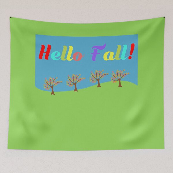 Item preview, Hello Fall with a landscape of trees and sky  designed and sold by ikshvaku.