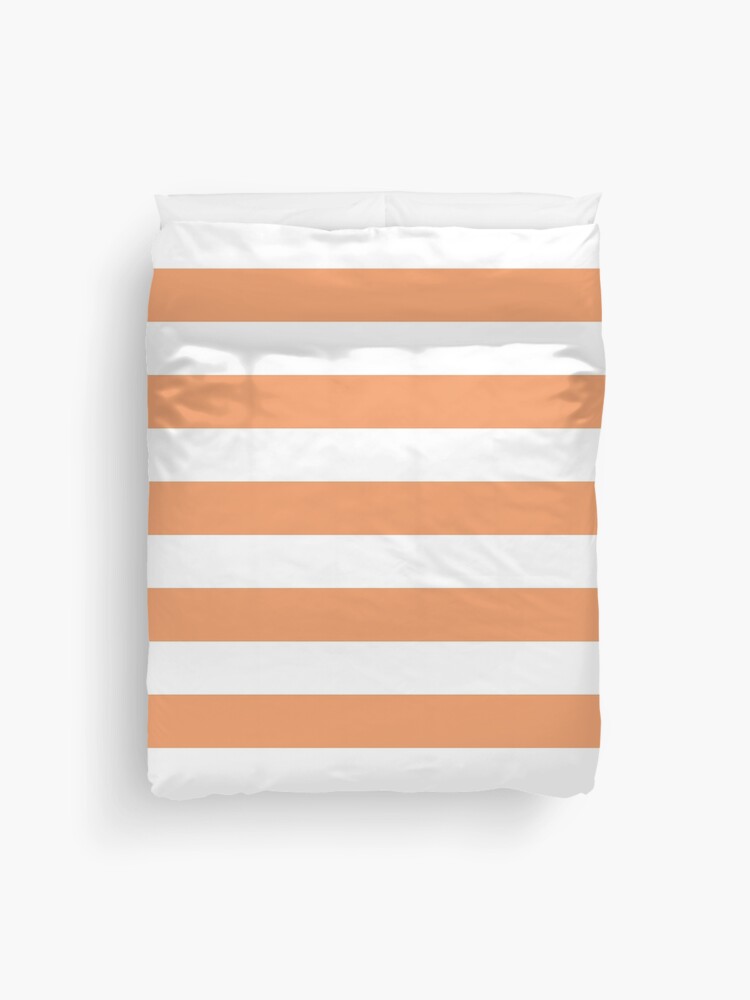 orange and white striped duvet cover