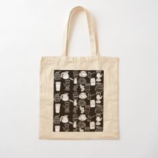 Coffee black and white pattern Cotton Tote Bag