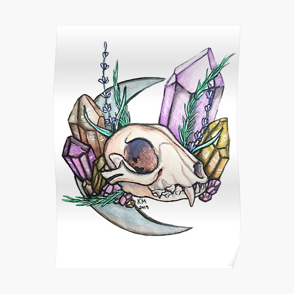 Skull and Crystals Poster