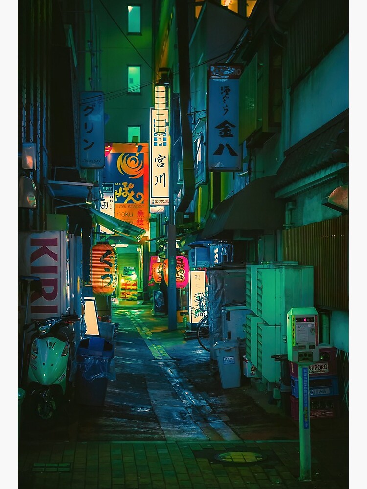 Ghost Alley Japan Night Photo Art Board Print By Anthonypresley Redbubble