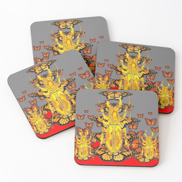 Item preview, SURREAL BEETLE,MONARCH BUTTERFLY IMAGES RED-GREY ART designed and sold by sharlesart.