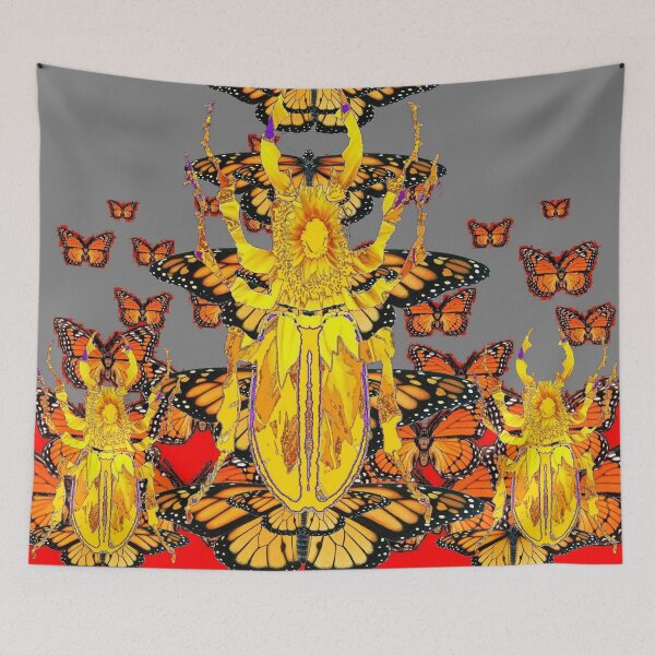 Item preview, SURREAL BEETLE,MONARCH BUTTERFLY IMAGES RED-GREY ART designed and sold by sharlesart.
