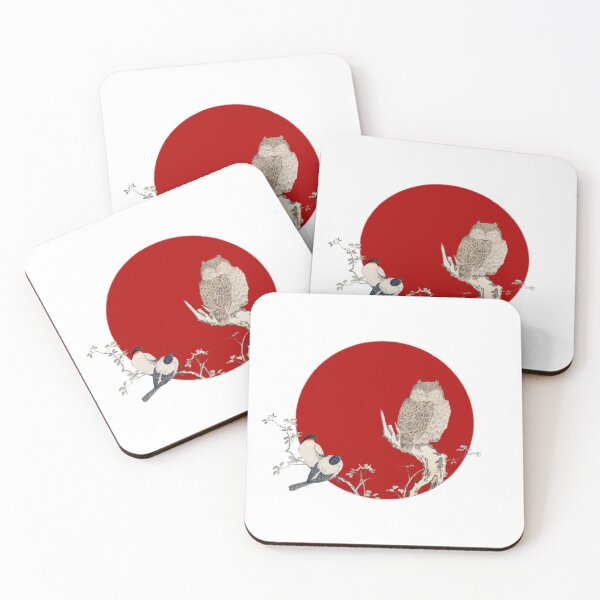 Item preview, Japanese Flag - Bullfinch and Horned Owl designed and sold by weavernap.