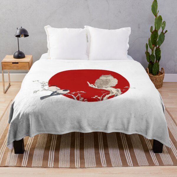 Item preview, Japanese Flag - Bullfinch and Horned Owl designed and sold by weavernap.