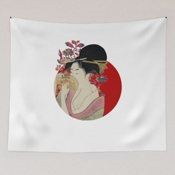 Item preview, Japanese Flag - Portrait of Woman with a Comb designed and sold by weavernap.
