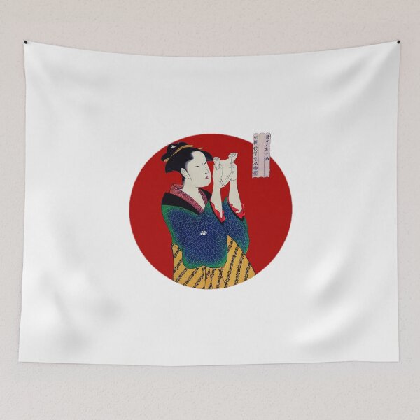 Item preview, Japanese Flag - Portrait of a Woman Reading a Letter designed and sold by weavernap.