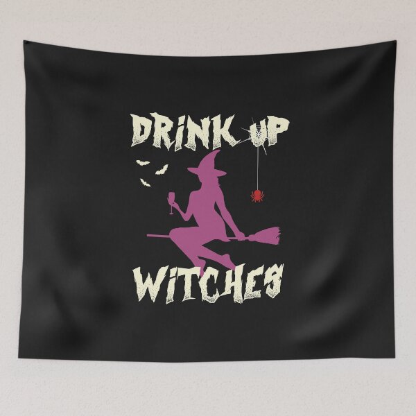 Item preview, Drink Up Witches Celebrate Halloween Holiday Funny Witch on the Broom Stick  designed and sold by alenaz.