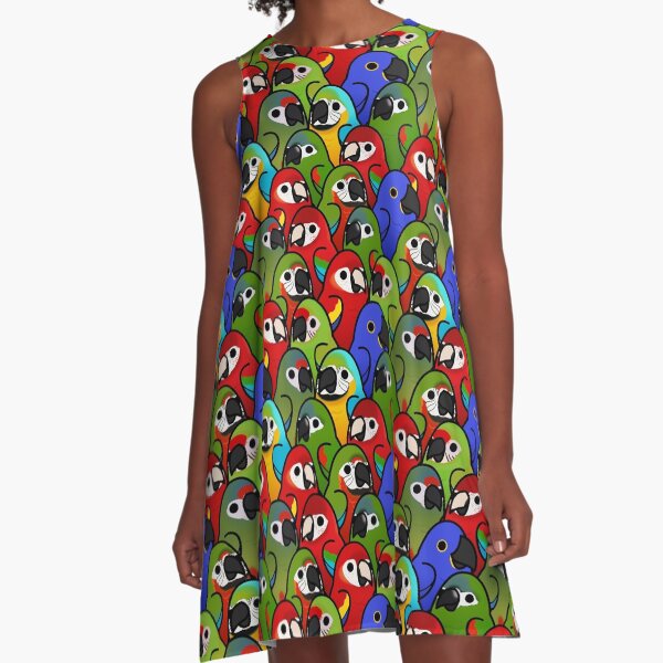Too Many Birds! - Macaw Squad A-Line Dress