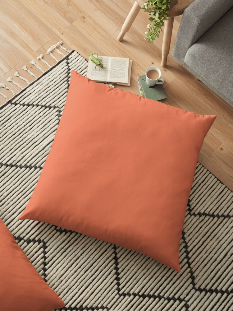 Salmon Orange Solid Color Decor Floor Pillow By Garaga
