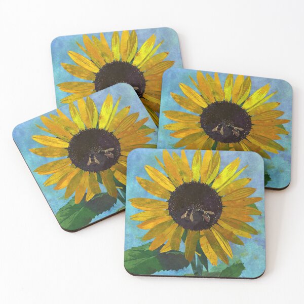 Item preview, Yellow Sunflower Watercolor Illustration | Sunflower Honeybees Rustic Country Floral Décor designed and sold by AndreaHelmArt.