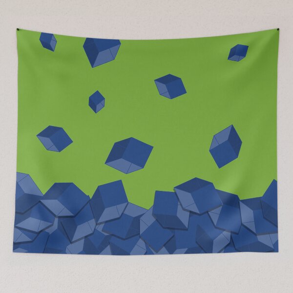 Item preview, Cubes in blue rainning in Spring designed and sold by platonicXXI.