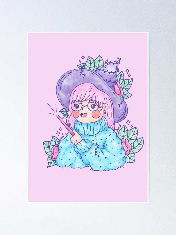 "Magical cute pastel witch" Poster by CuteKatsu Redbubble