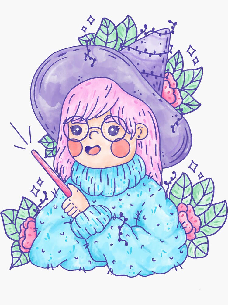 "Magical cute pastel witch" Sticker for Sale by CuteKatsu Redbubble