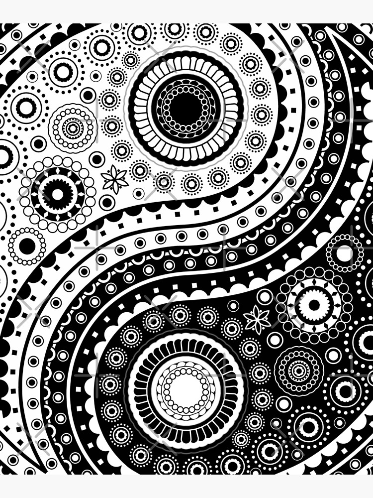 "Yin Yang Symbol Paisley Style" Mounted Print for Sale by Garaga