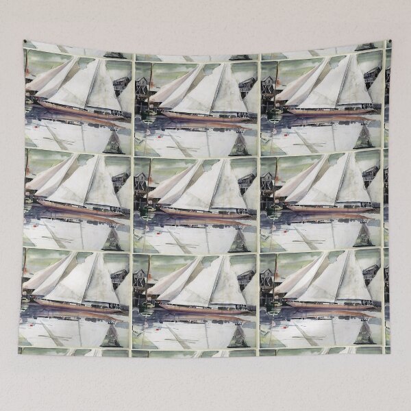 Item preview, Sailboats in marina watercolor designed and sold by simpson92.