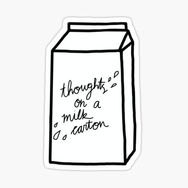 thoughts-on-a-milk-carton-the-title-piece-sticker-for-sale-by