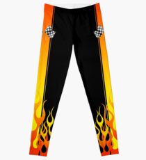 Hot Racing Flames Stripes Leggings