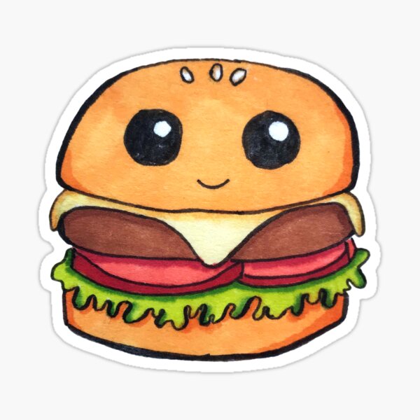 Cute Burger Sticker By Candypixel Redbubble