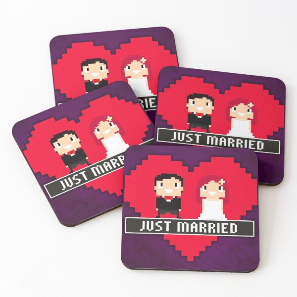 Artikelvorschau, 8-Bit Pixel Frisch Verheiratet Hochzeit Gamer Liebe entworfen und verkauft von RAWWR.