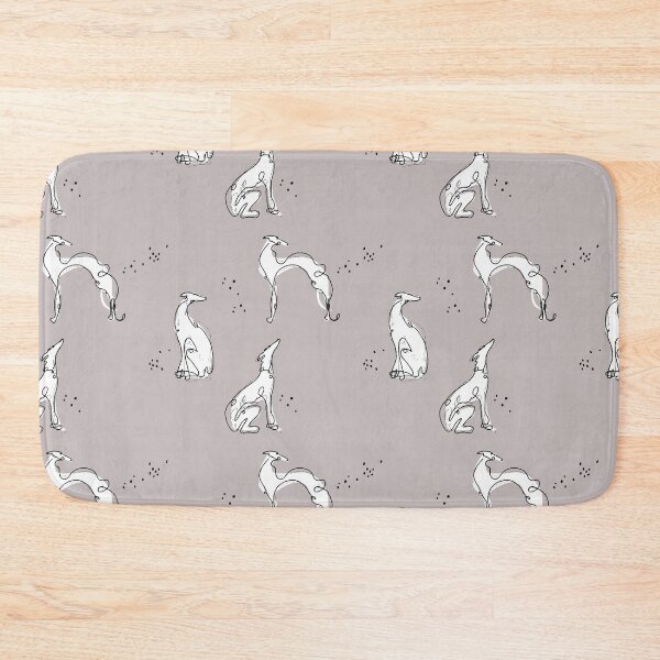 Item preview, white hounds on a grey background designed and sold by freeinthelines.