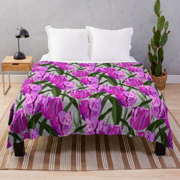 Item preview, Large pink parrot tulips on linen texture designed and sold by kobyakov.
