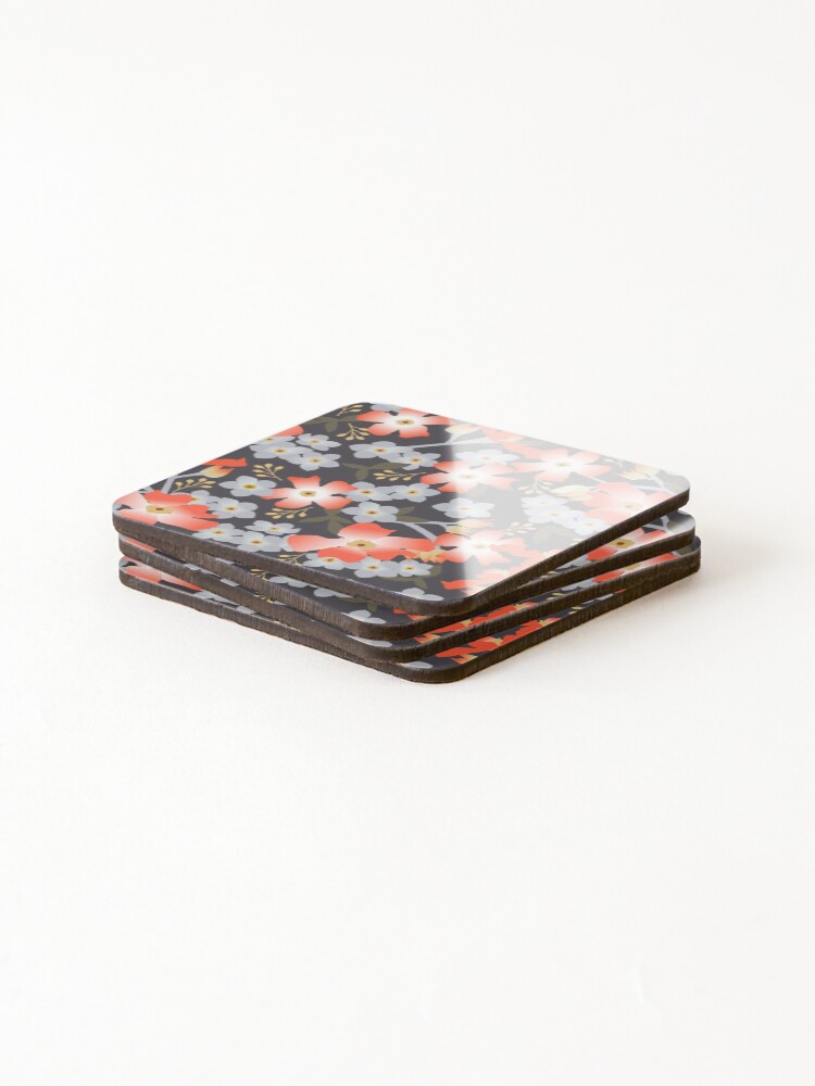 Thumbnail 4 of 5, Coasters (Set of 4), Wild Roses designed and sold by inkblotcreative.
