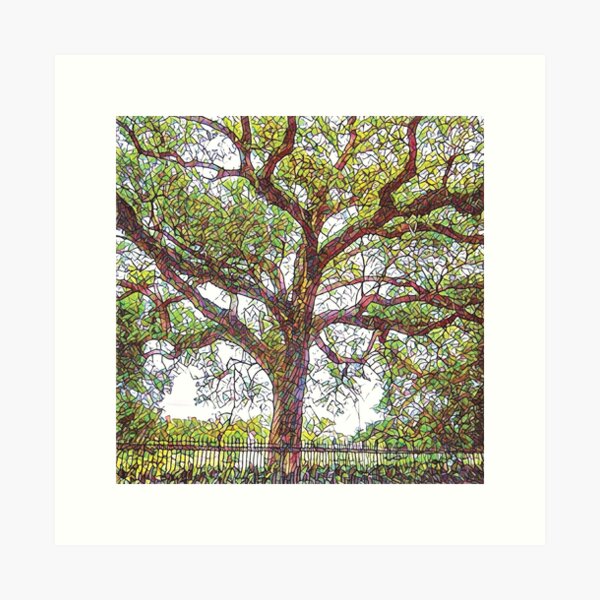 Item preview, New Orleans French Quarter Nola Green Mosaic Iconic Oak Tree in Colorful Botanical Nature in Southern Louisiana designed and sold by StudioBlack.