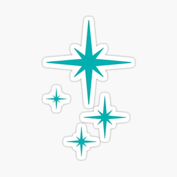 1950s Atomic Age Retro Starburst in Turquoise Blue and Bubblegum Pink Sticker