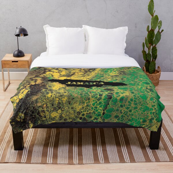 Jamaica Jamaica Stencil Acrylic Pour Throw Blanket