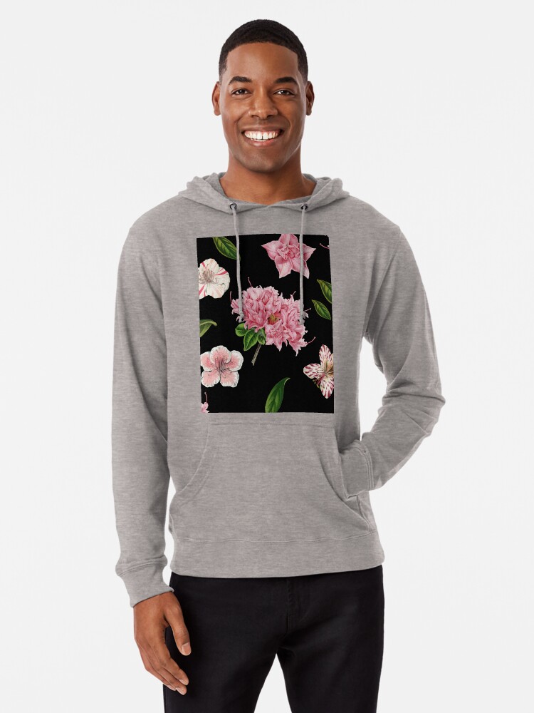 Black and Pink Floral Lightweight Hoodie for Sale by GraphicAllusion Redbubble