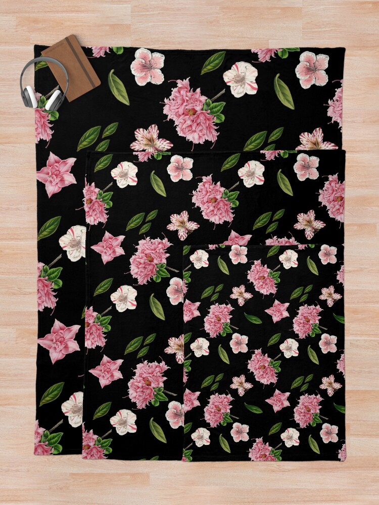 "Black and Pink Floral" Throw Blanket for Sale by GraphicAllusion