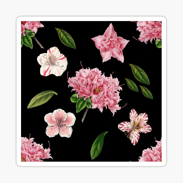 Black and Pink Floral Sticker
