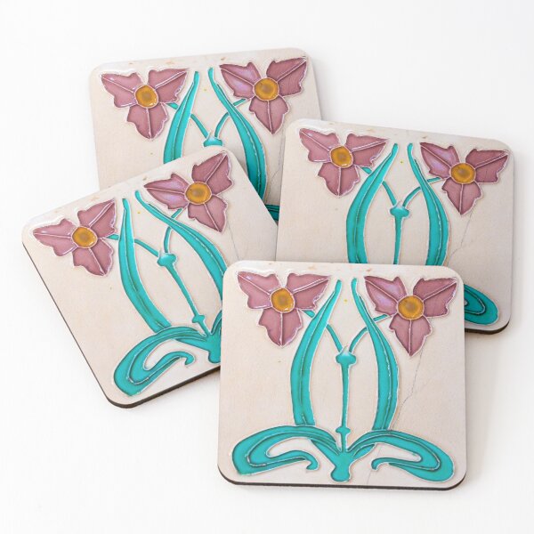 Item preview, Vintage Art Nouveau Floral Tile designed and sold by WheresMyMojo.