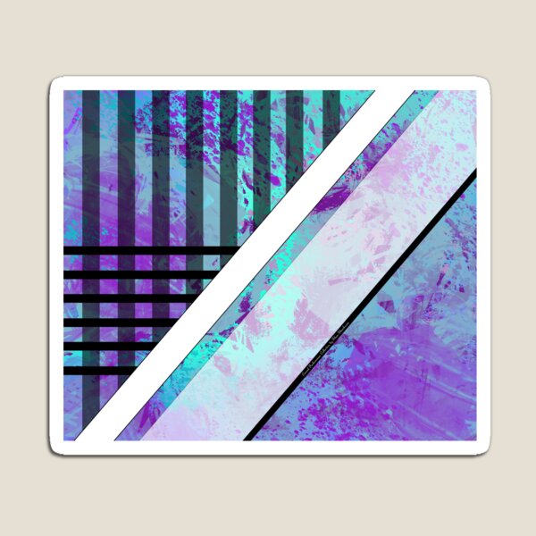 Splattered Paints Light Blue Purples Plaid FashionWear Design Magnet