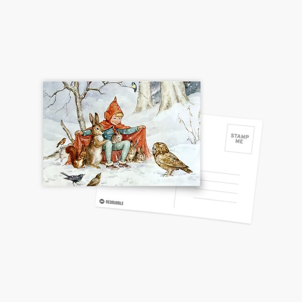 Item preview, Woodland Animals in a Snowy Forest - Margaret Tarrant designed and sold by forgottenbeauty.