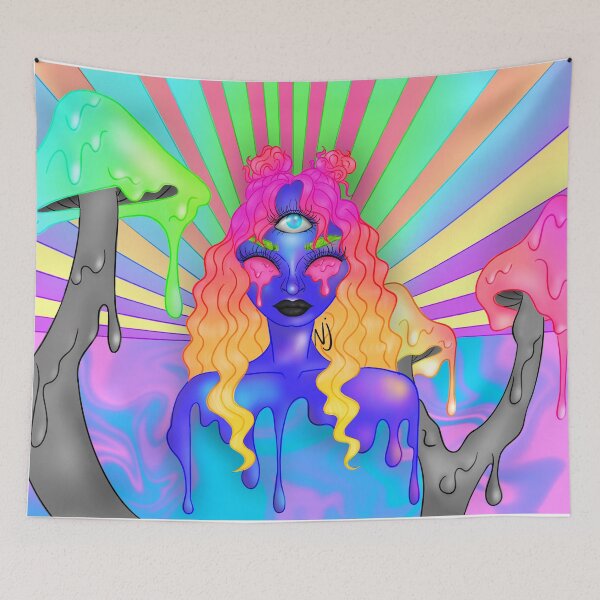 Item preview, Trippy n Drippy Psychedelic Neon Girl Portrait  designed and sold by Niccie Josephine.