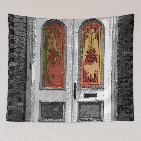 Item preview, Old Red Glass Door in Silver City, New Mexico-Spot Color designed and sold by William E Lopez.