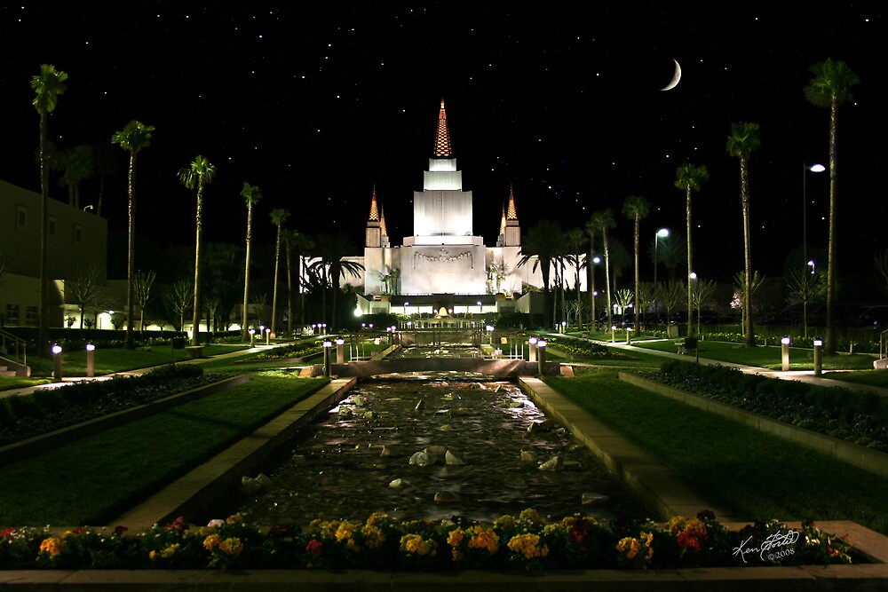 "Oakland Temple Crescent Moon 20x30" by Ken Fortie Redbubble