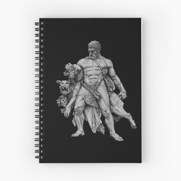 Item preview, Drawing of Hercules capturing Cerberus for black and dark background designed and sold by IraPanyukova.