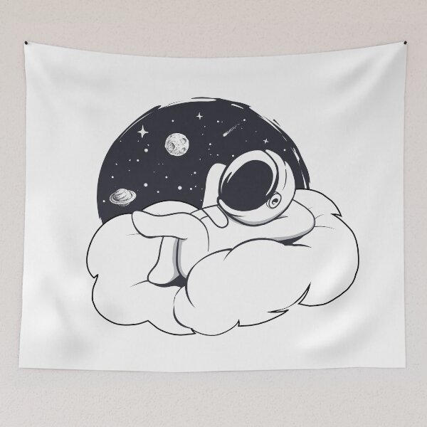 Item preview, Cute Astronaut Lying On Cloud Illustration | Stargazer | Star Gazing designed and sold by TheHappySloths.