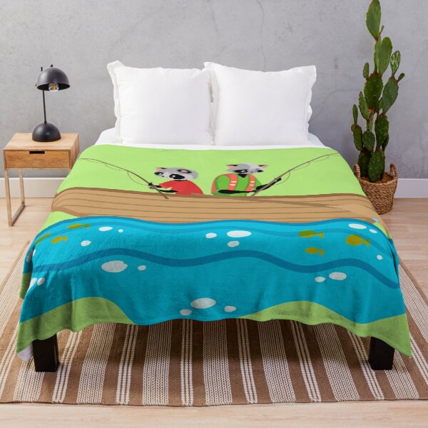 Item preview, Father and Son Boat Fishing Cute Raccoon Family designed and sold by IslandLakeTree.
