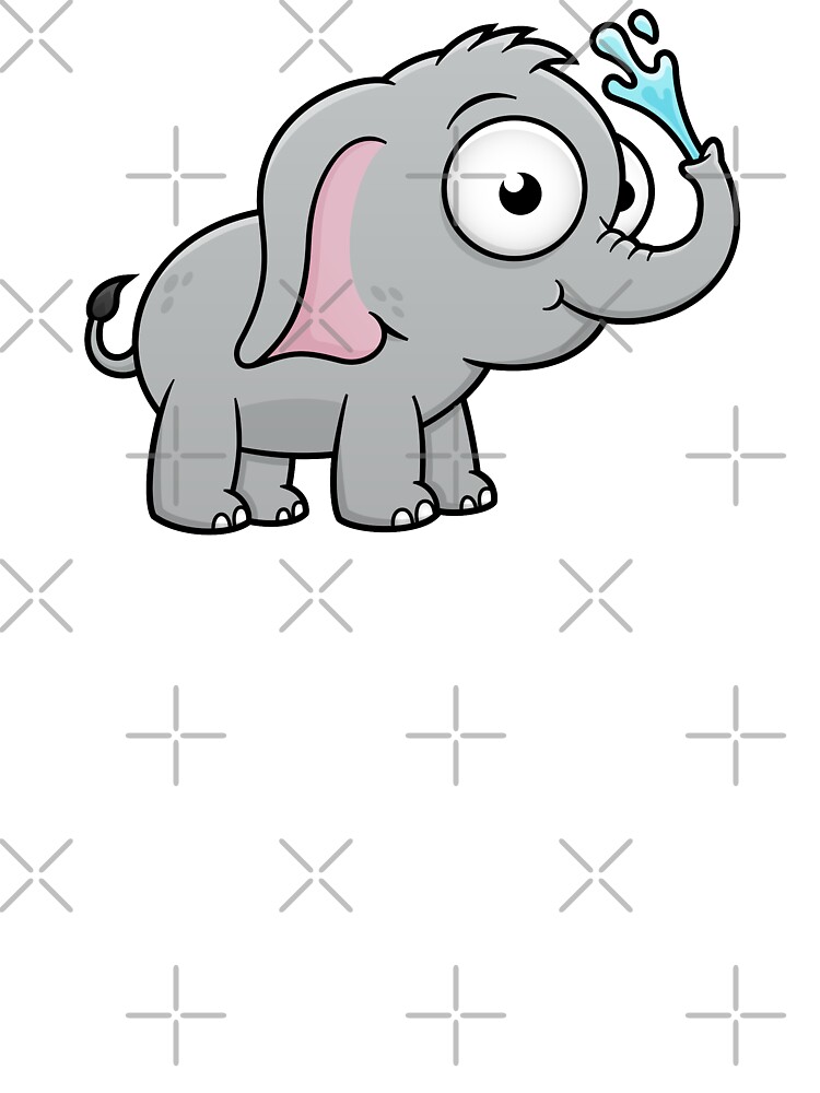 Cute Elephant Cartoon Character Playing with Water Cute Elephant Cartoon Character Playing with Water