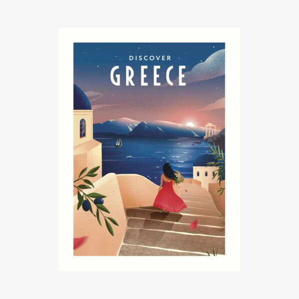 Discover Greece (evening) Art Print