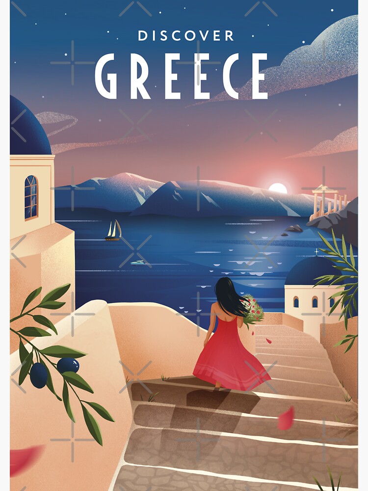 Thumbnail 3 of 3, Sticker, Discover Greece (evening) designed and sold by anniko-story.