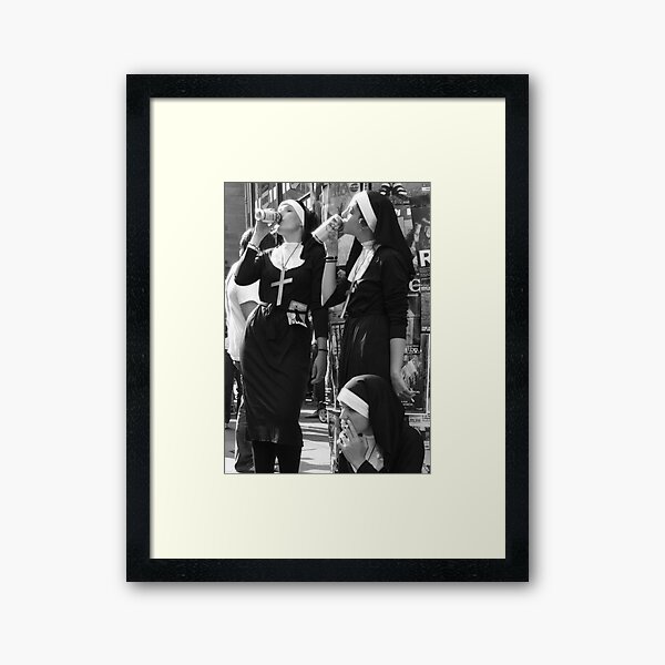 Nuns Drinking Framed Art Print