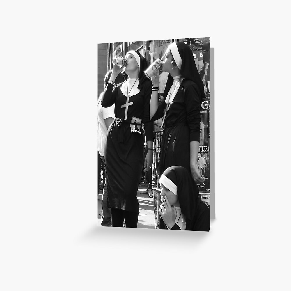 "Nuns Drinking" Greeting Card for Sale by crumpetstrumpet Redbubble