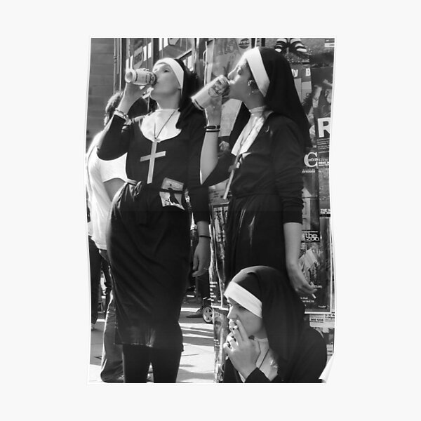 Nuns Drinking Poster