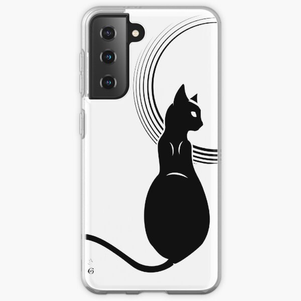 Black cat and moon Samsung Galaxy Soft Case