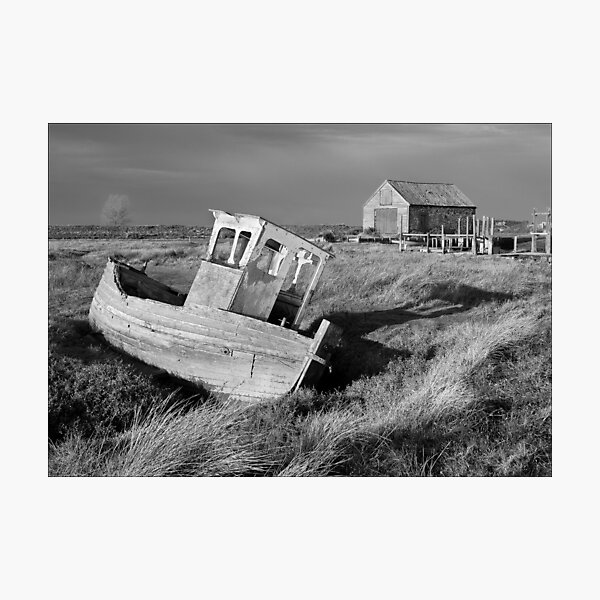 Decaying Boat and Boat Shed, Thornham, Norfolk Photographic Print